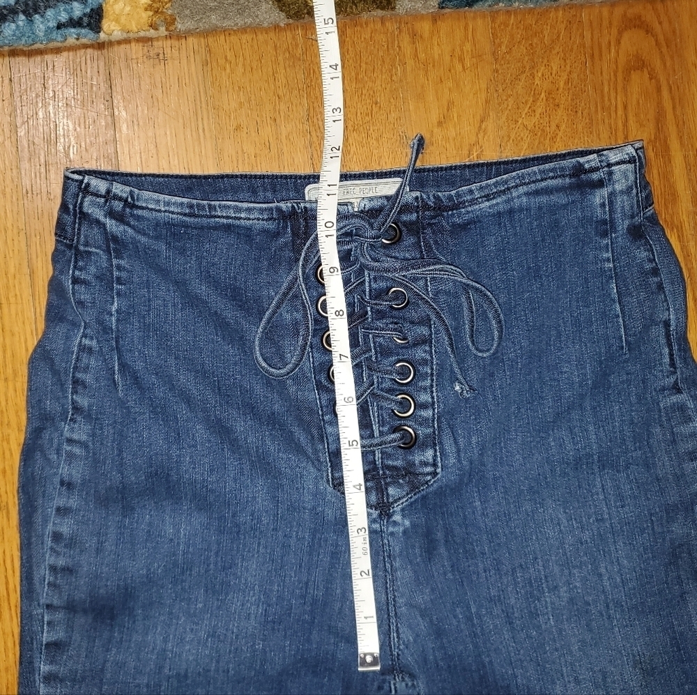 Free People High Rise Lace-Up Blue Jeans - Picture 7 of 11
